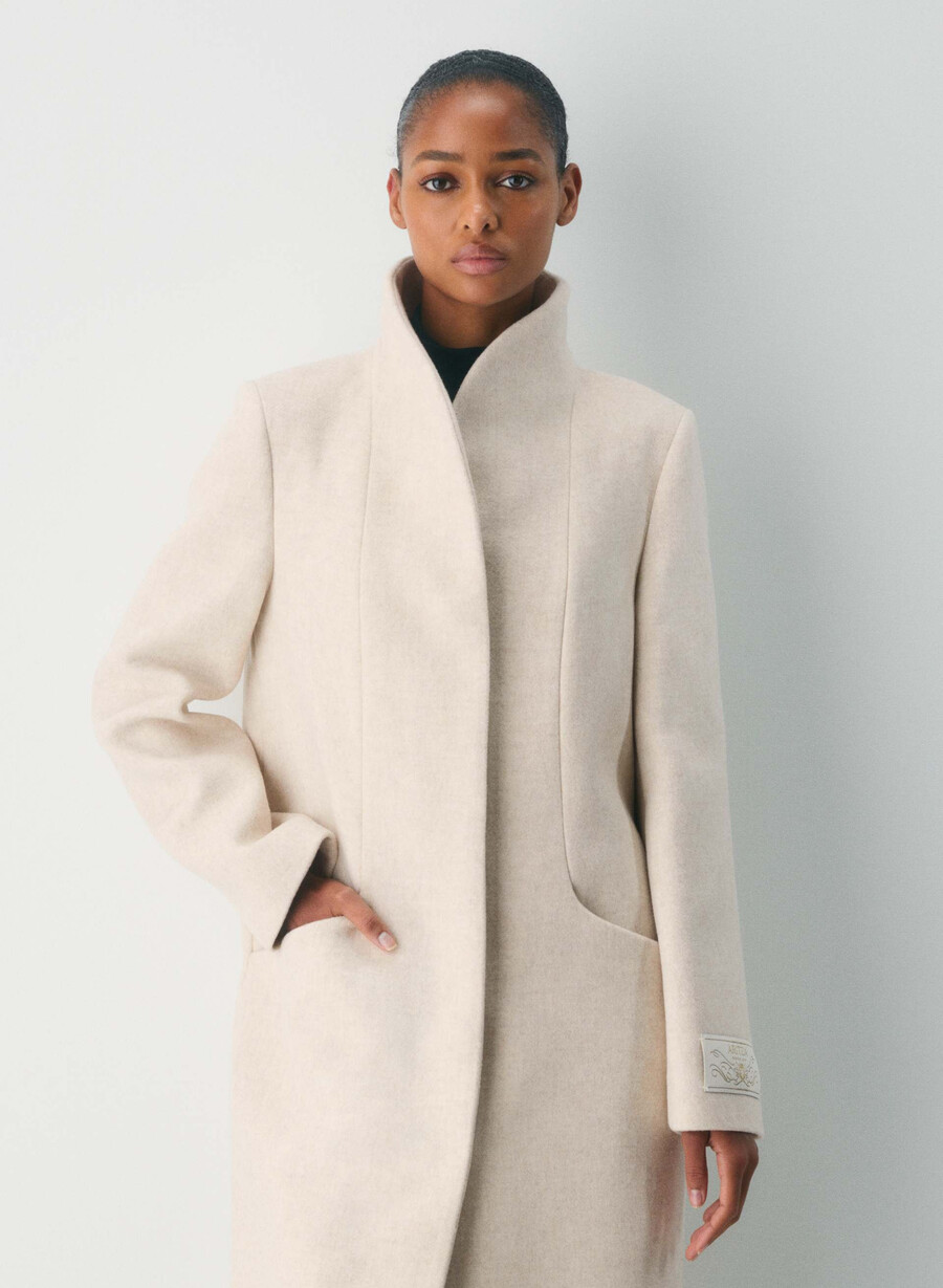 the cocoon long coat - luxe wool cashmere heather light oatmeal