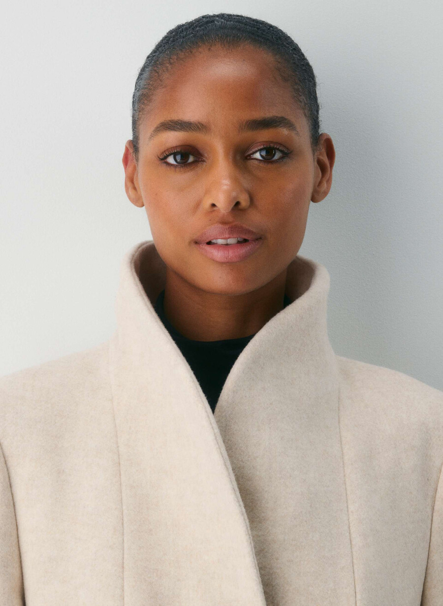 the cocoon long coat - luxe wool cashmere heather light oatmeal