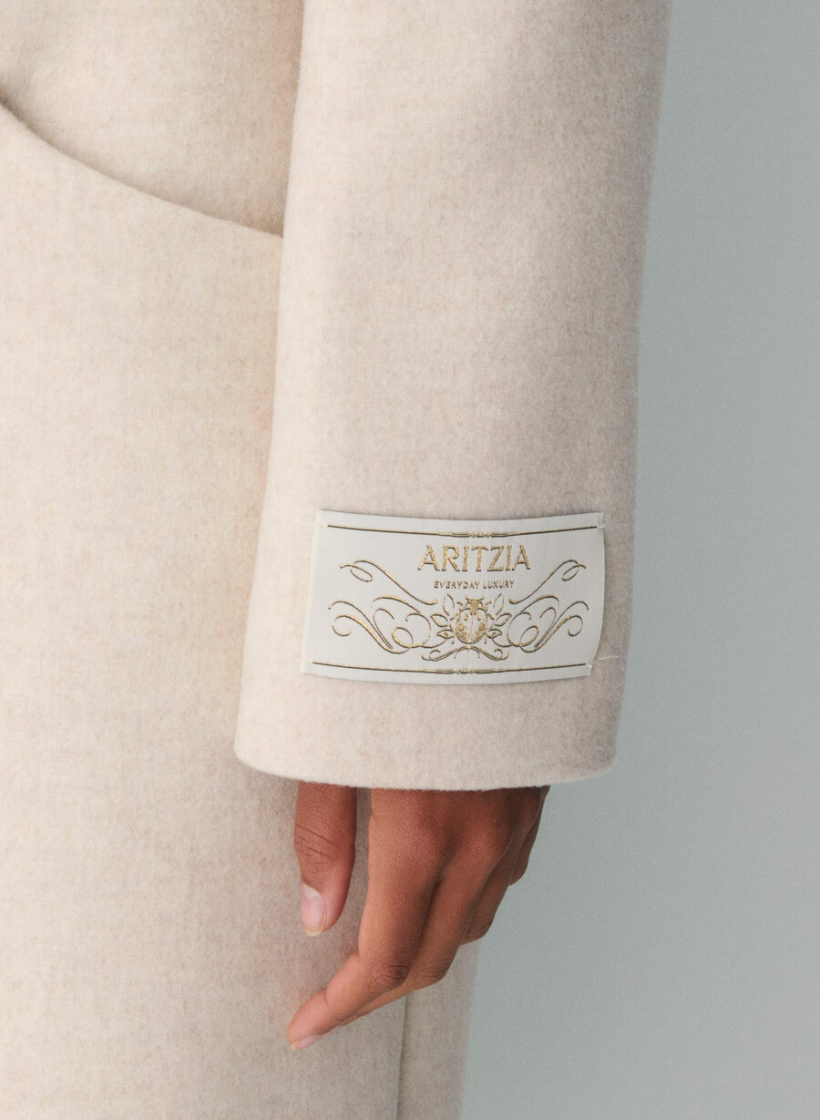 the cocoon long coat - luxe wool cashmere heather light oatmeal
