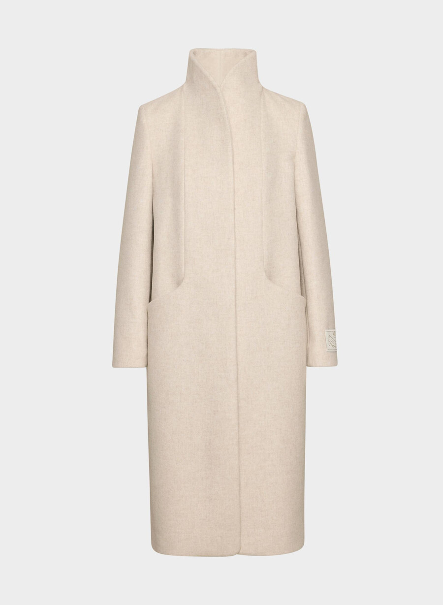 the cocoon long coat - luxe wool cashmere heather light oatmeal