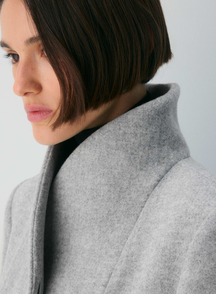 the cocoon long coat - luxe wool cashmere heather light grey