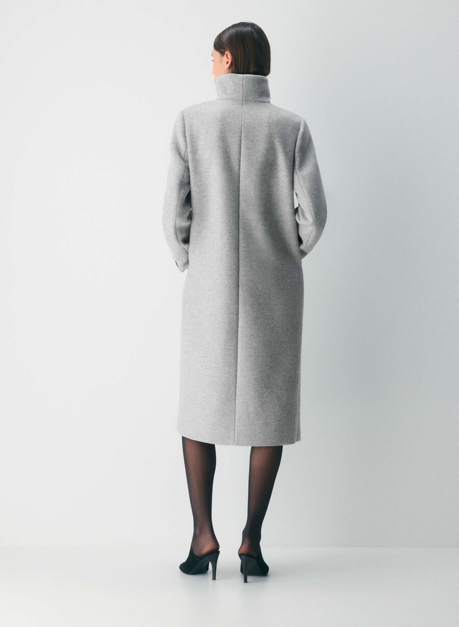 the cocoon long coat - luxe wool cashmere heather light grey