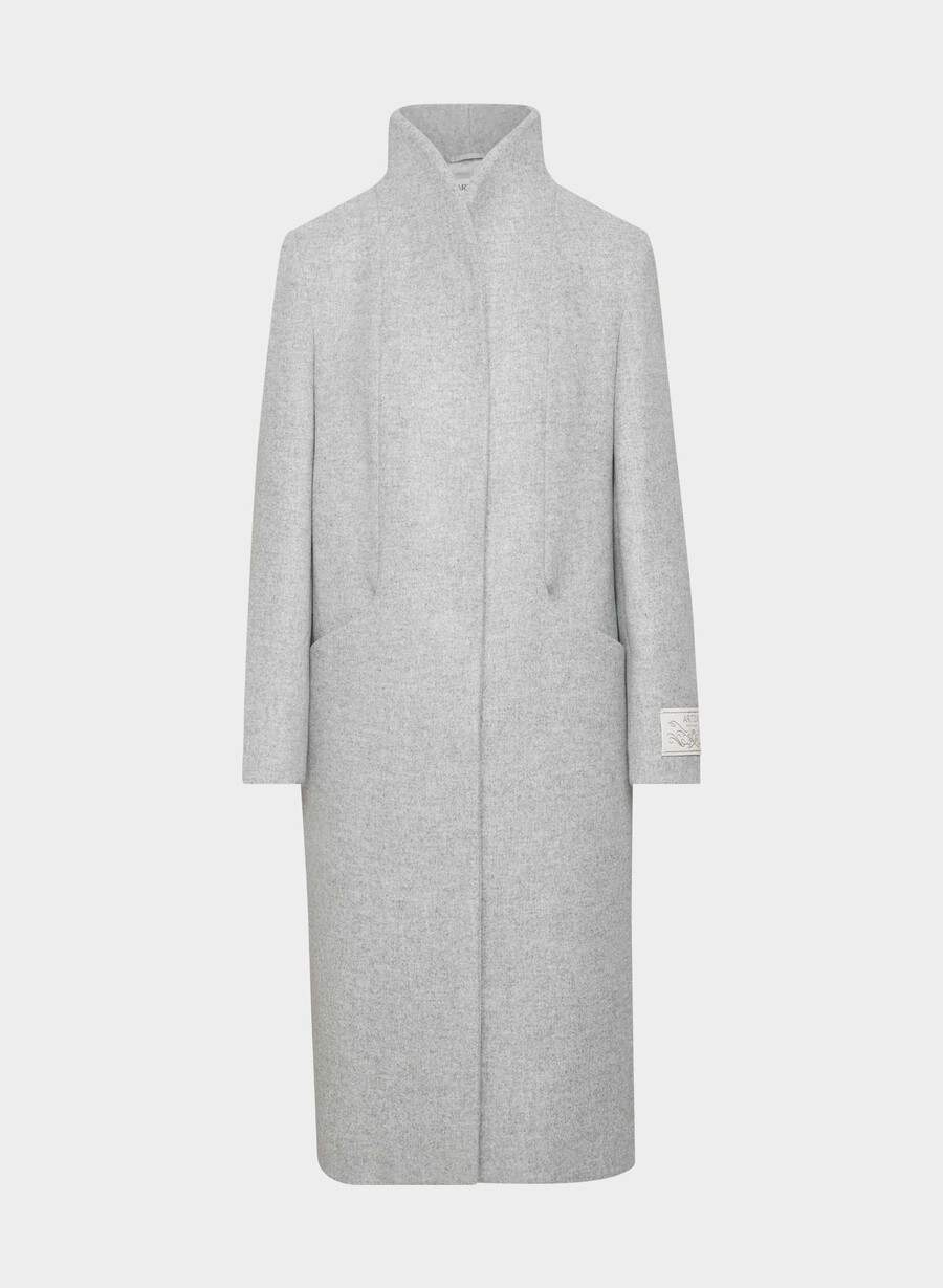 the cocoon long coat - luxe wool cashmere heather light grey