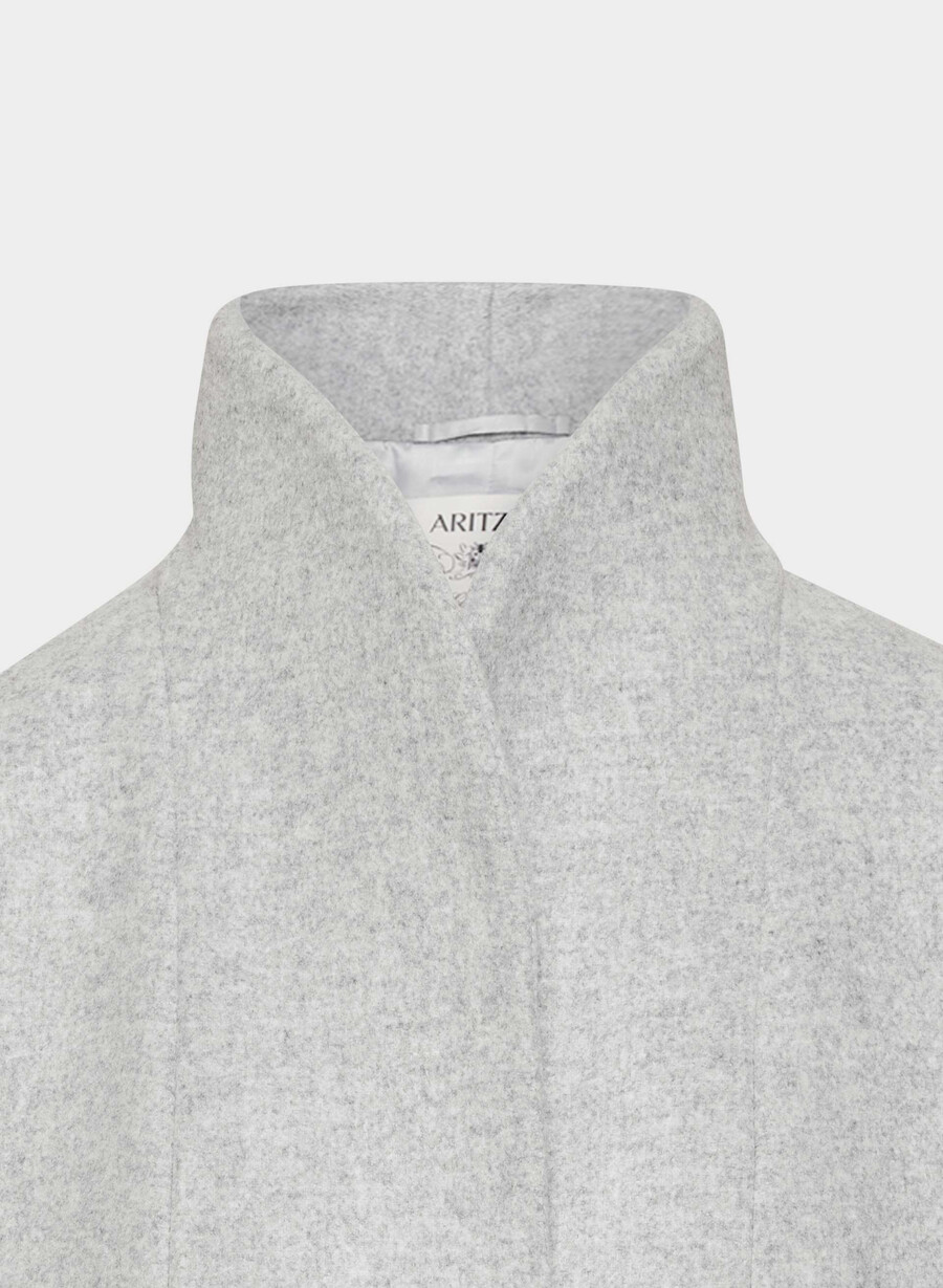 the cocoon long coat - luxe wool cashmere heather light grey