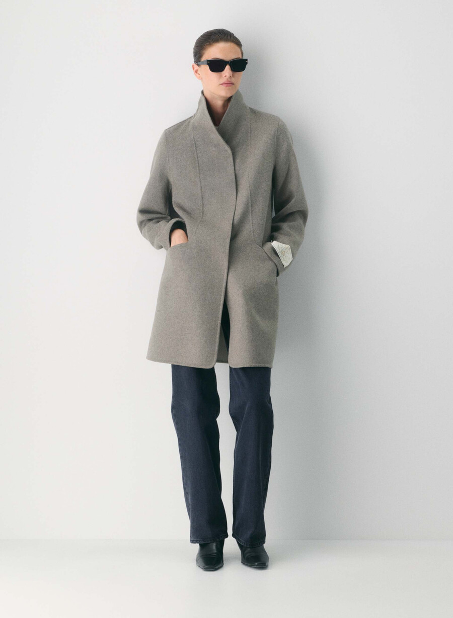 the cocoon double-faced coat - luxe rewool heather matte pearl