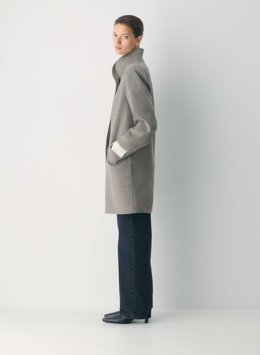 the cocoon double-faced coat - luxe rewool heather matte pearl