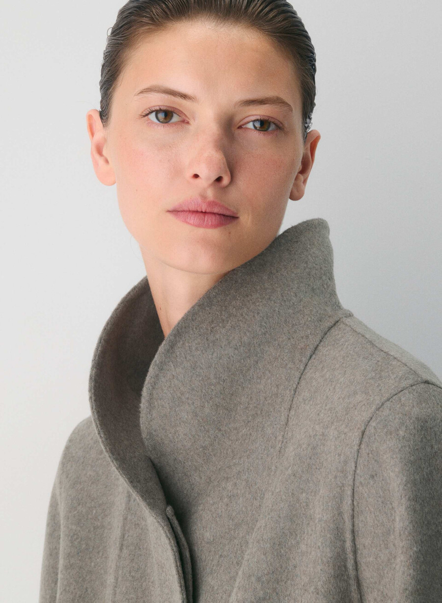 the cocoon double-faced coat - luxe rewool heather matte pearl