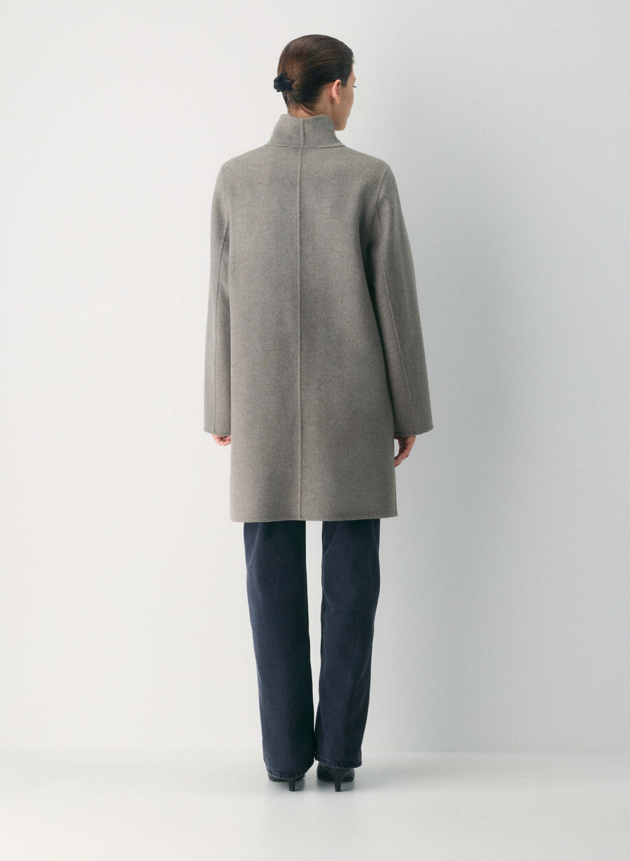 the cocoon double-faced coat - luxe rewool heather matte pearl