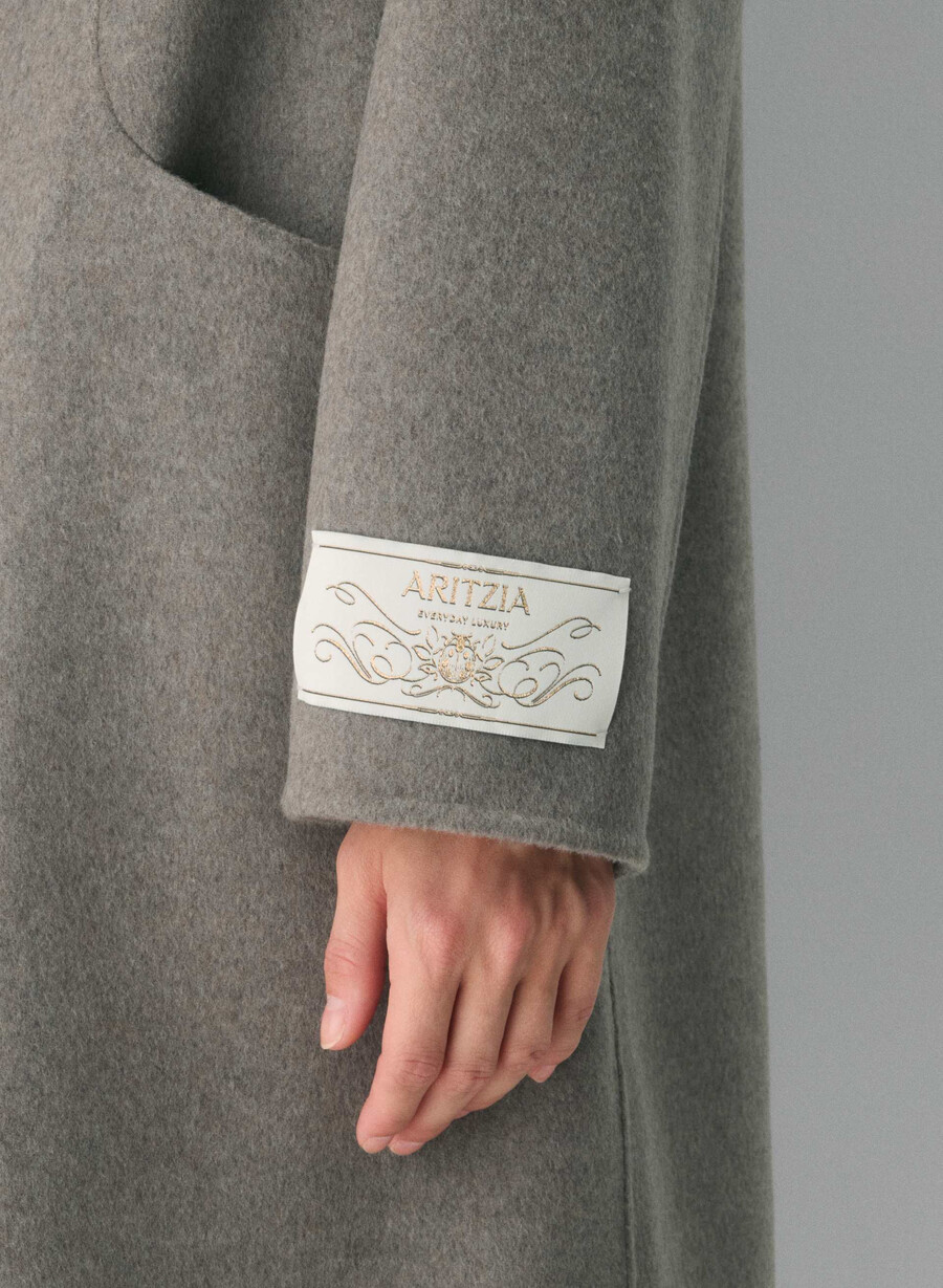 the cocoon double-faced coat - luxe rewool heather matte pearl
