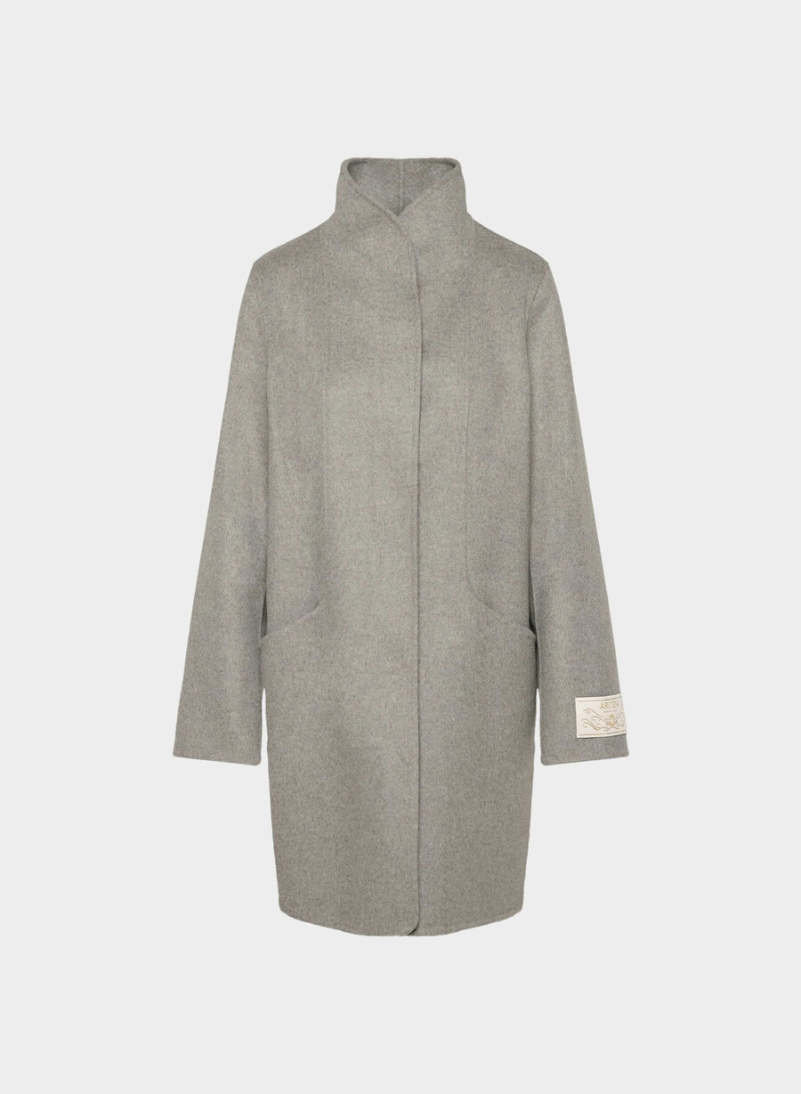 the cocoon double-faced coat - luxe rewool heather matte pearl