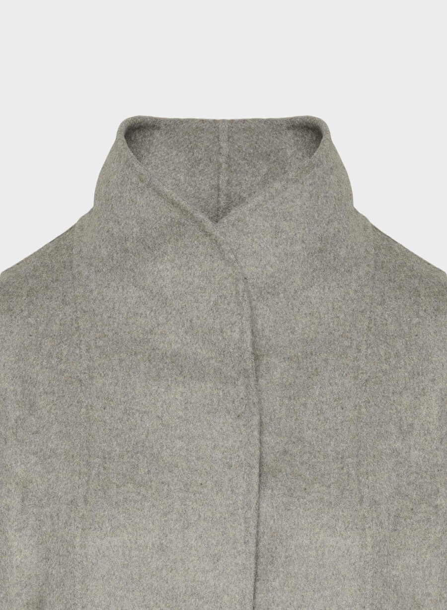 the cocoon double-faced coat - luxe rewool heather matte pearl
