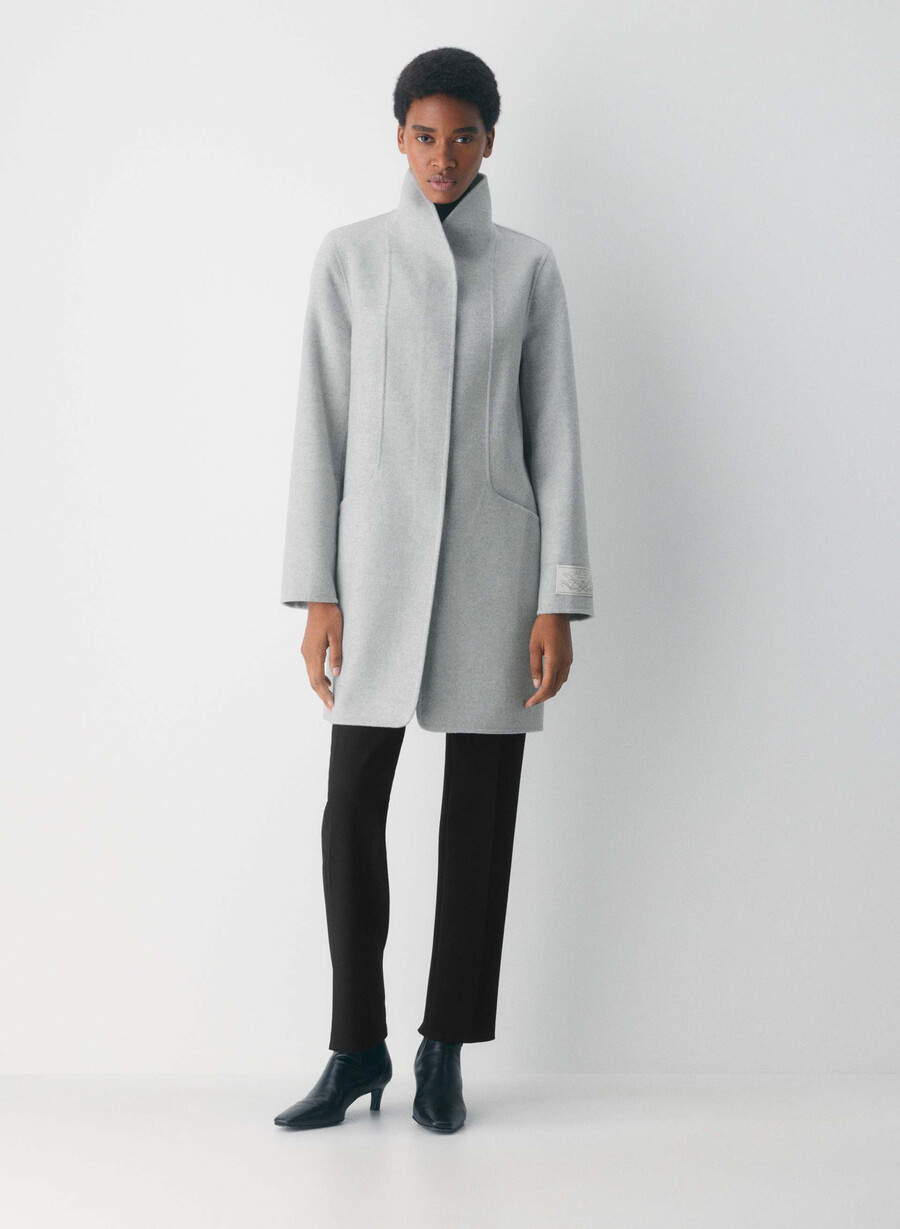 the cocoon double-faced coat - luxe rewool heather chrome