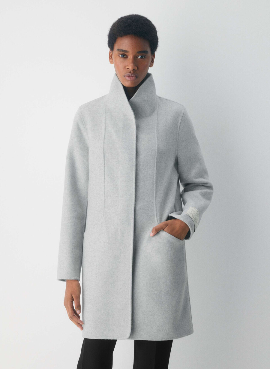 the cocoon double-faced coat - luxe rewool heather chrome