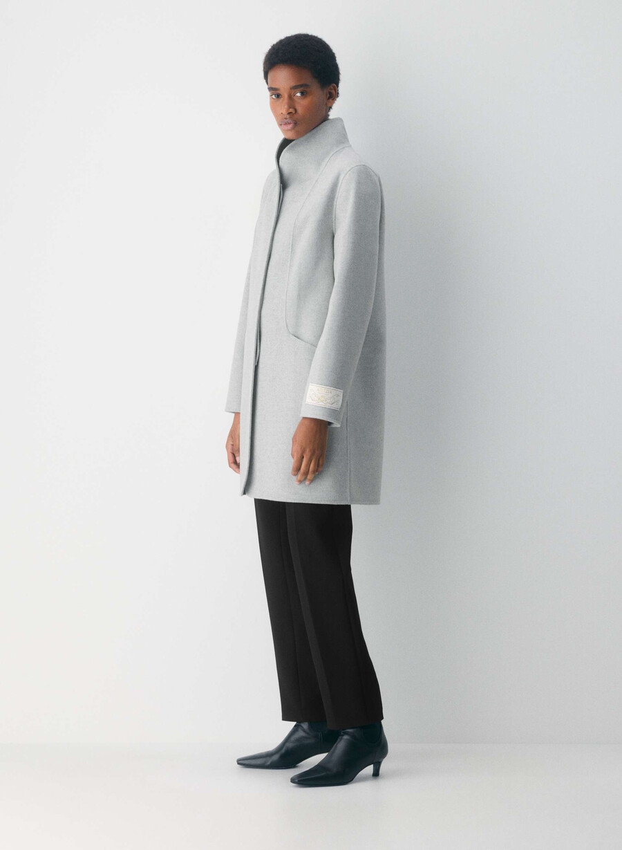 the cocoon double-faced coat - luxe rewool heather chrome