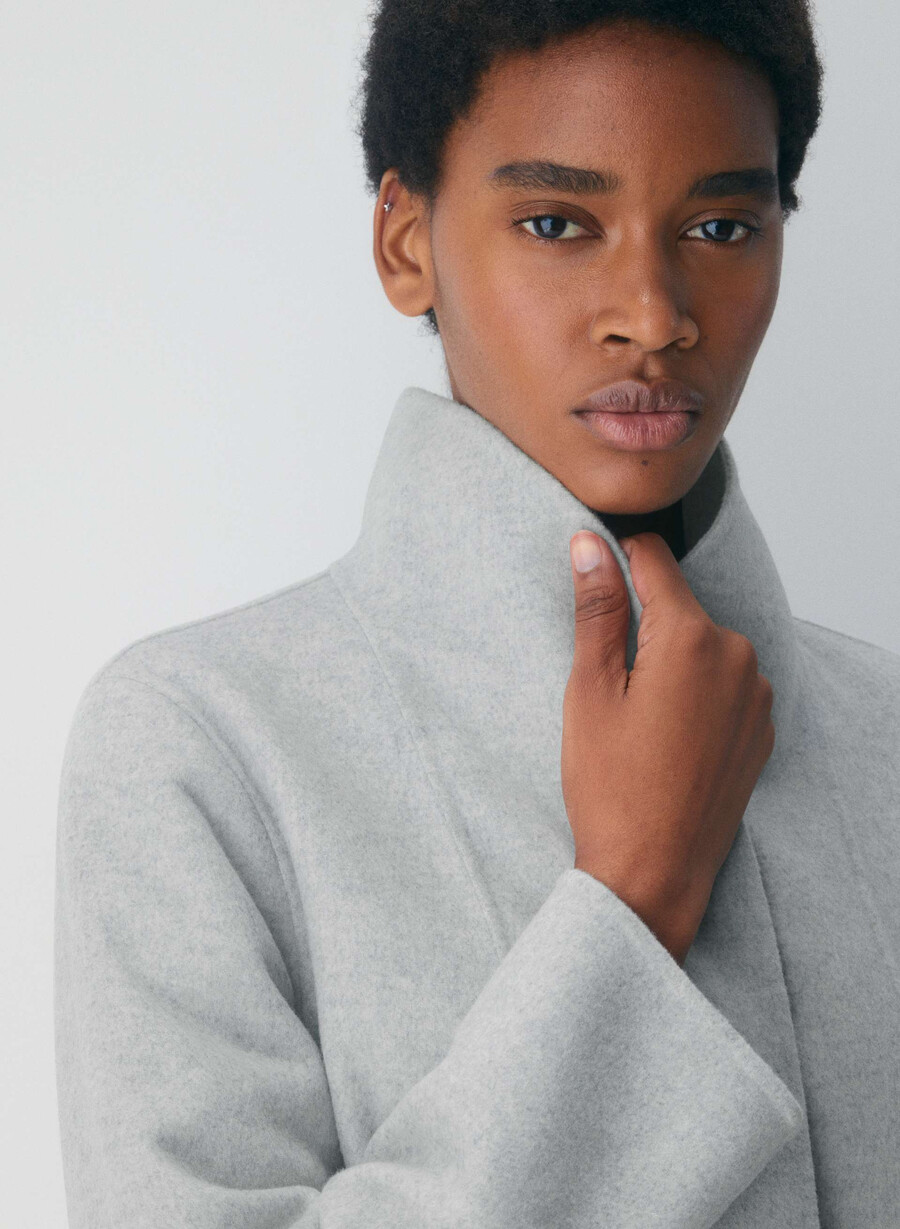 the cocoon double-faced coat - luxe rewool heather chrome