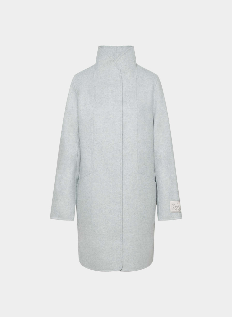 the cocoon double-faced coat - luxe rewool heather chrome