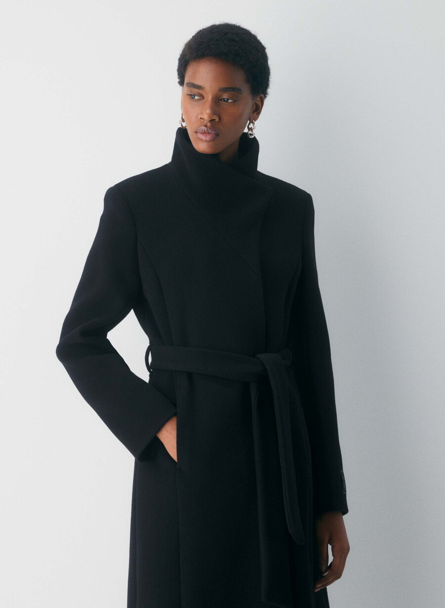 the connor long coat - soft wool cashmere black