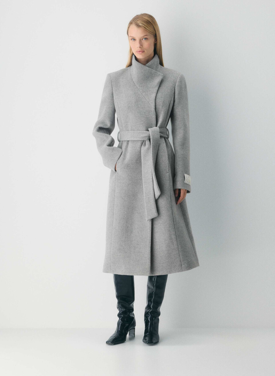the connor long coat - soft wool cashmere heather charcoal