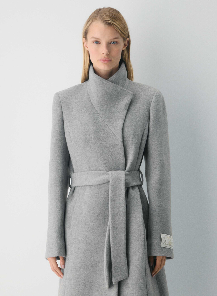 the connor long coat - soft wool cashmere heather charcoal