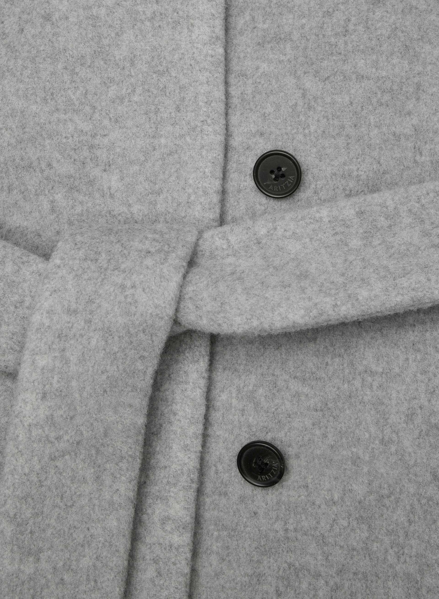 the connor long coat - soft wool cashmere heather charcoal