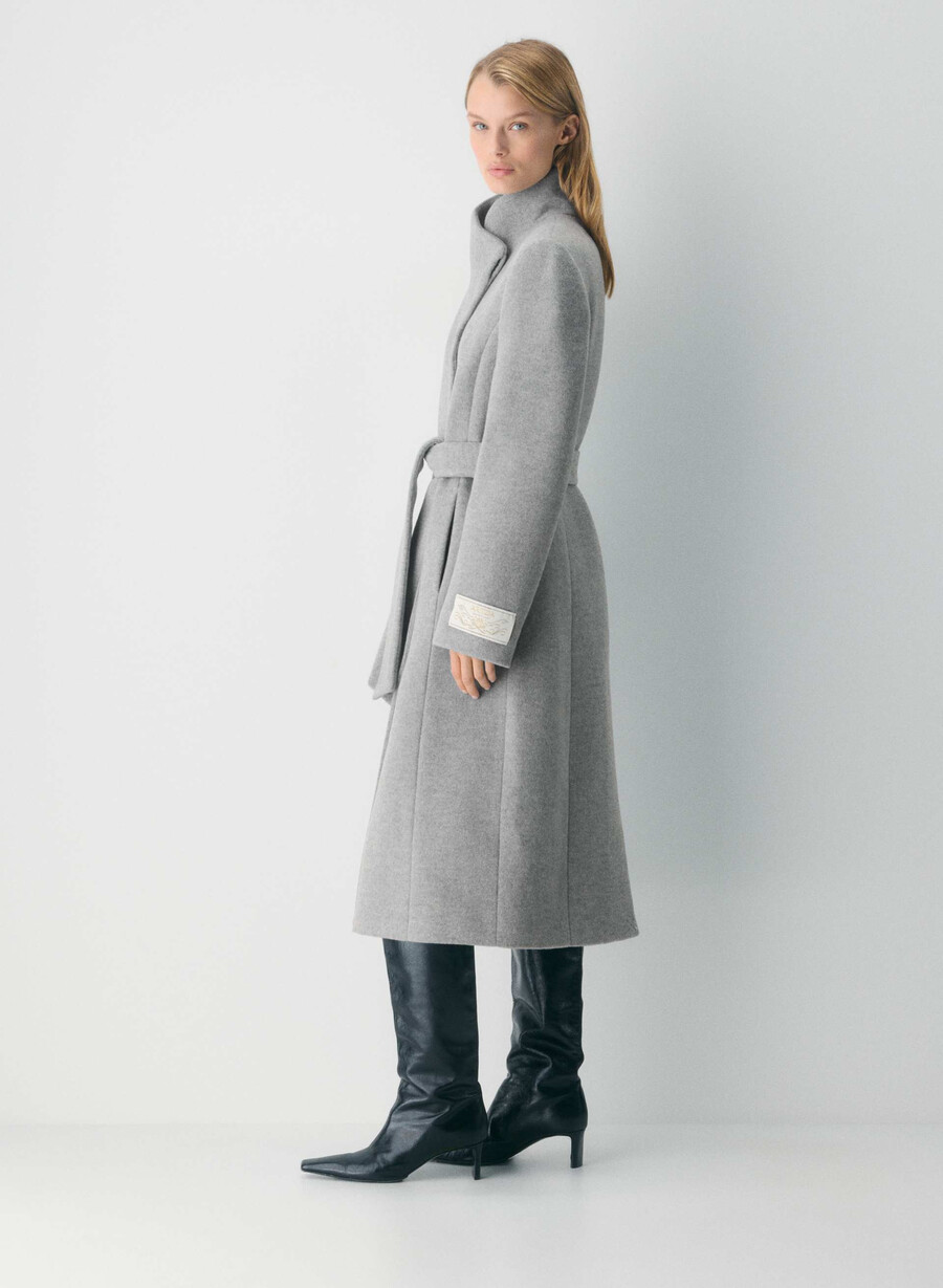 the connor long coat - soft wool cashmere heather charcoal