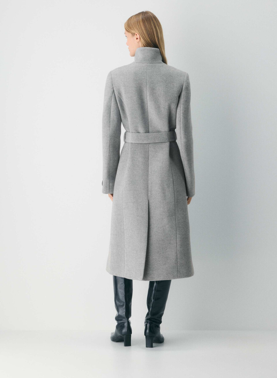 the connor long coat - soft wool cashmere heather charcoal