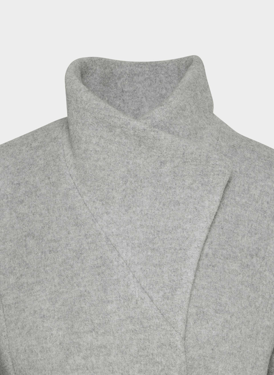 the connor long coat - soft wool cashmere heather charcoal
