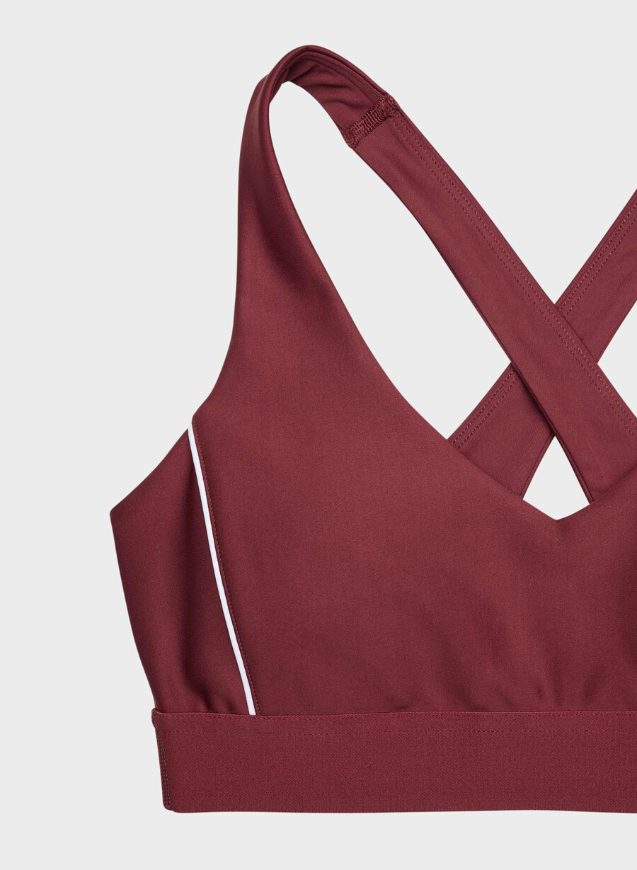 glotone hustle sports bra cordovan bright wht