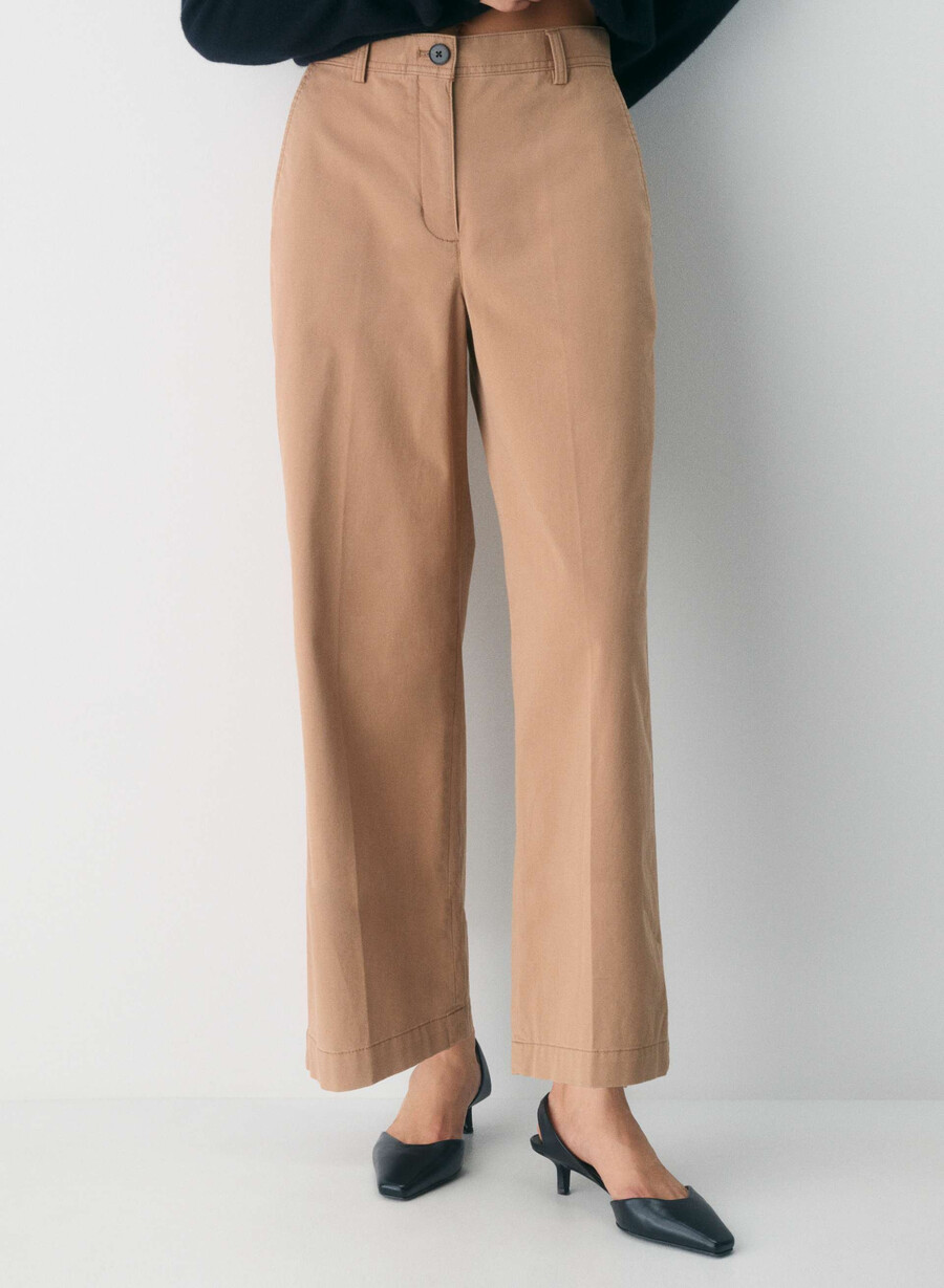 chino relaxed hi-rise wide pant washed bronze camel