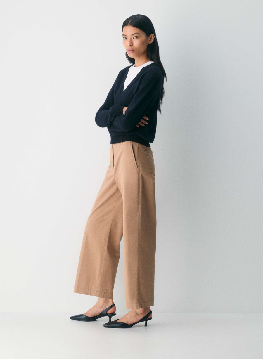 chino relaxed hi-rise wide pant washed bronze camel