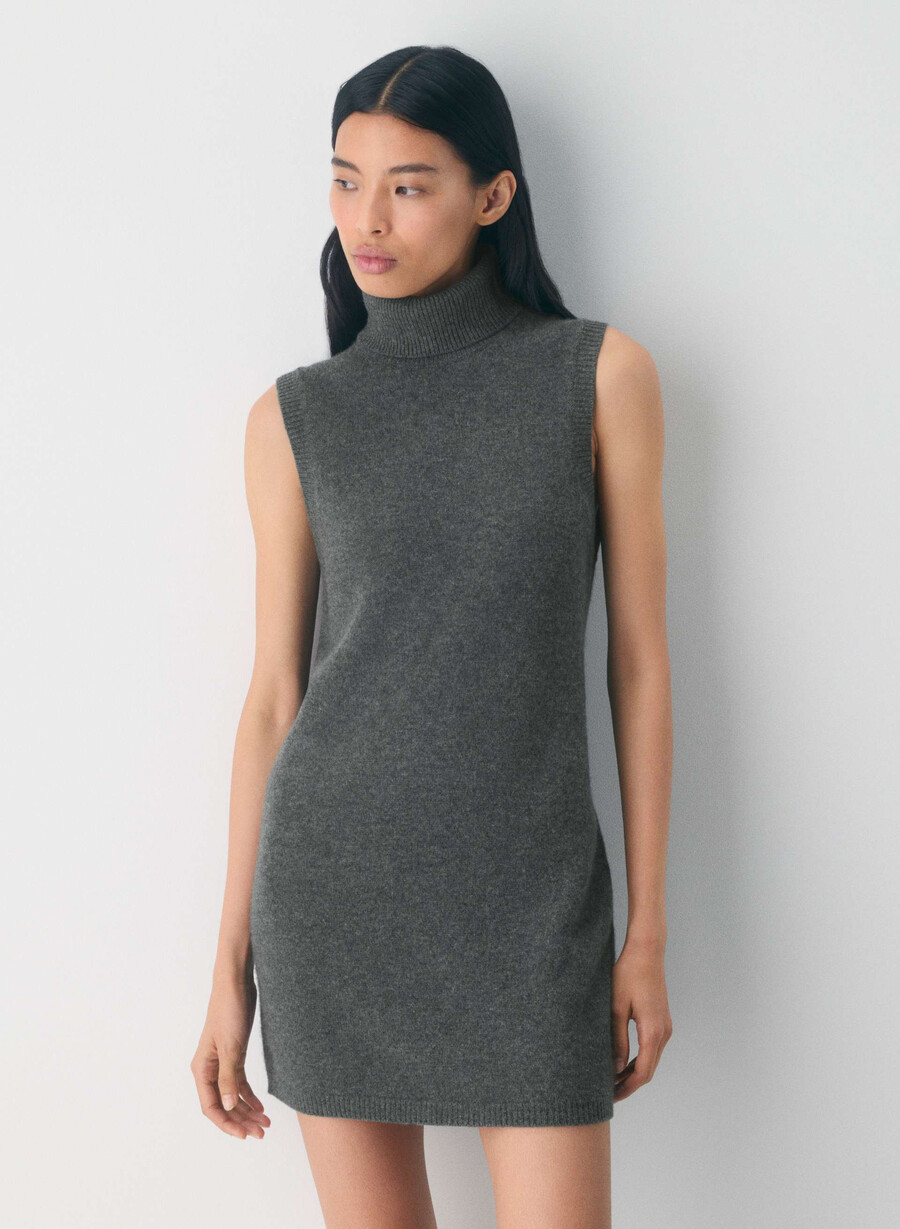 flanders wool cashmere dress heather charcoal