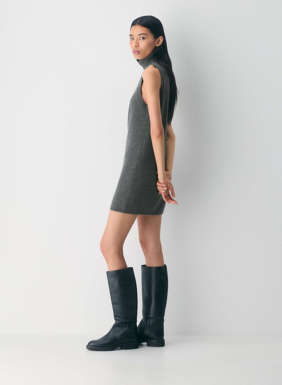 flanders wool cashmere dress heather charcoal