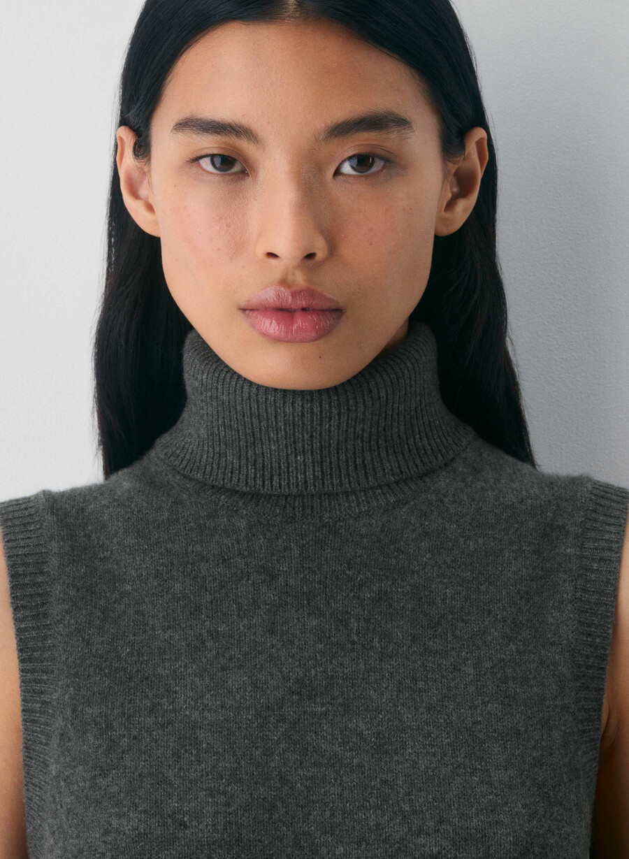 flanders wool cashmere dress heather charcoal