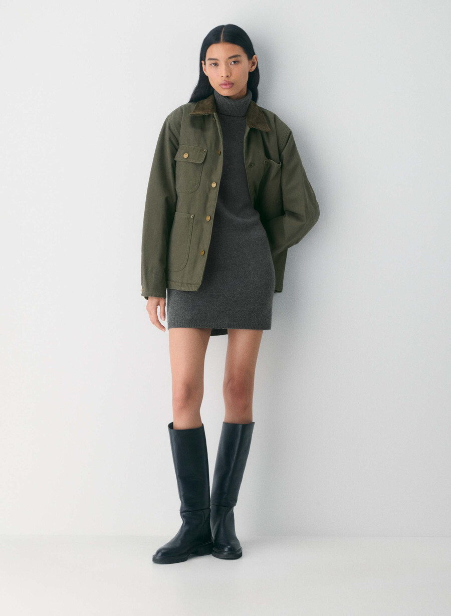 flanders wool cashmere dress heather charcoal