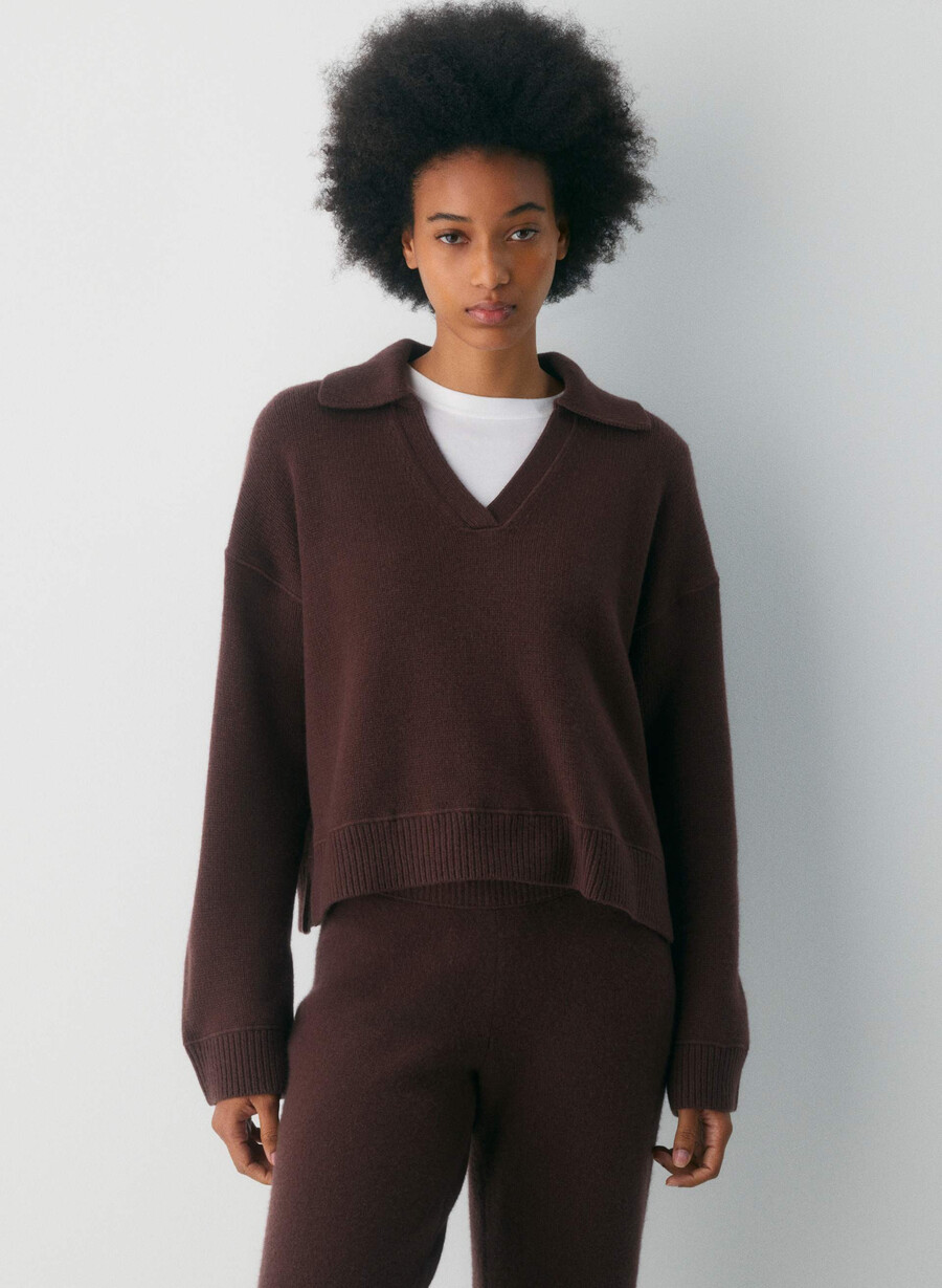analog polo sweater cocoa powder brown