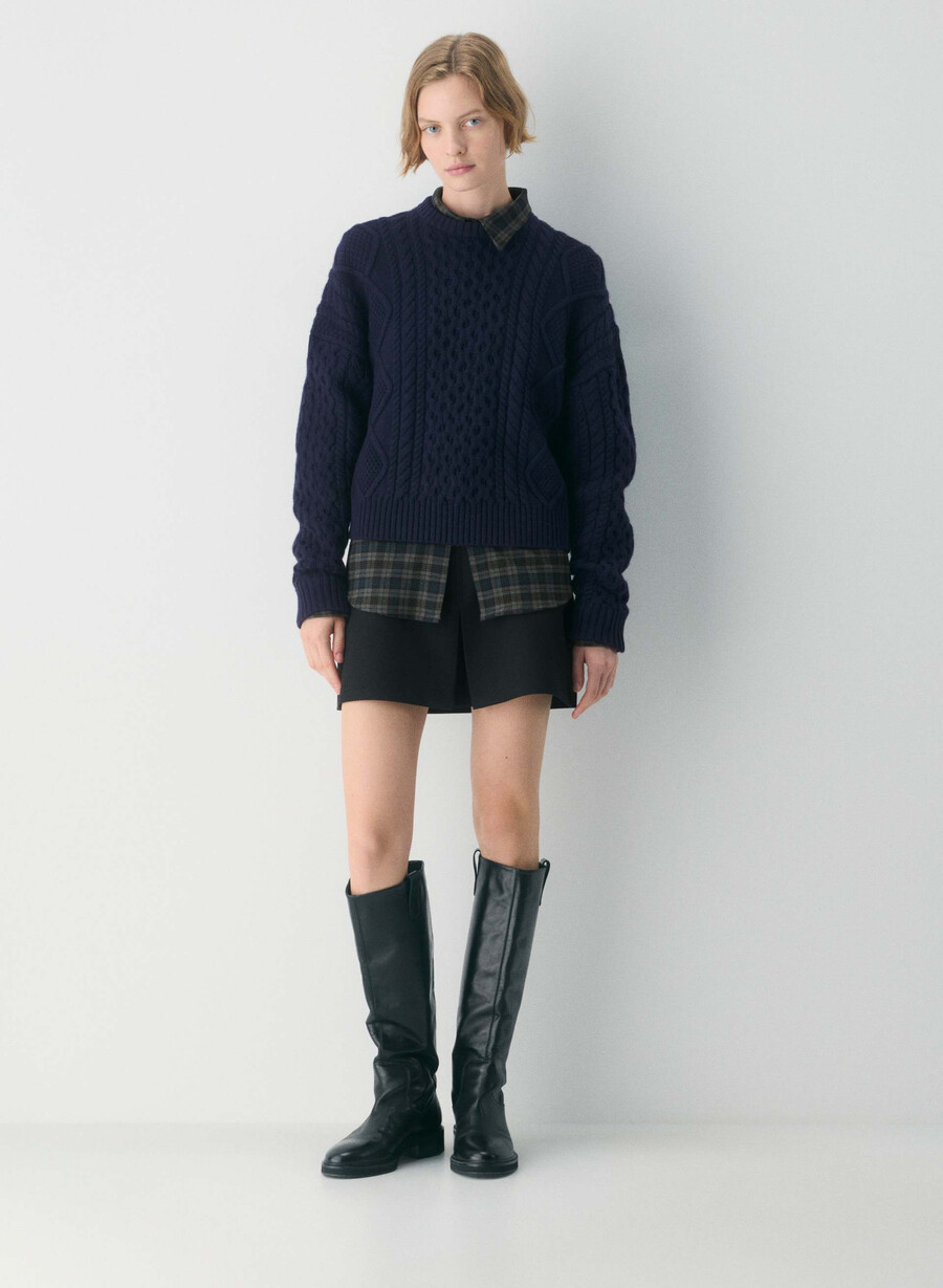 heritage knit merino wool crew hi-hip sweater admiral