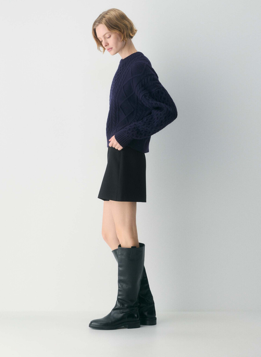 heritage knit merino wool crew hi-hip sweater admiral