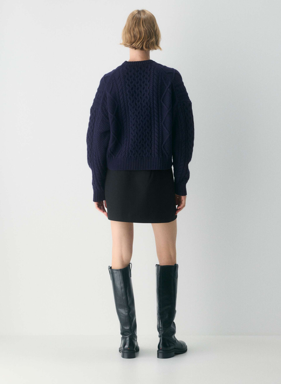 heritage knit merino wool crew hi-hip sweater admiral