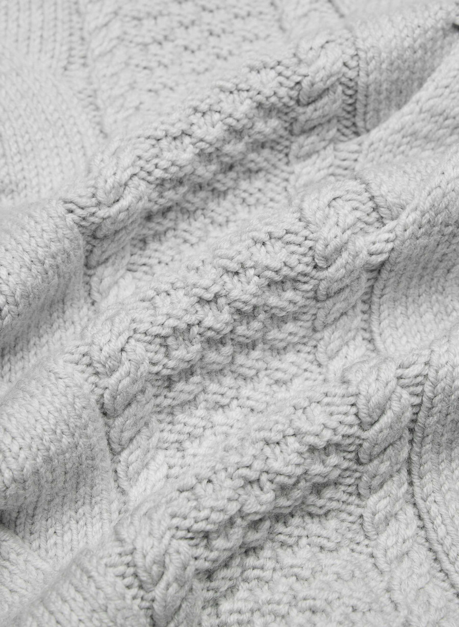 heritage knit merino wool crew hi-hip sweater heather chrome