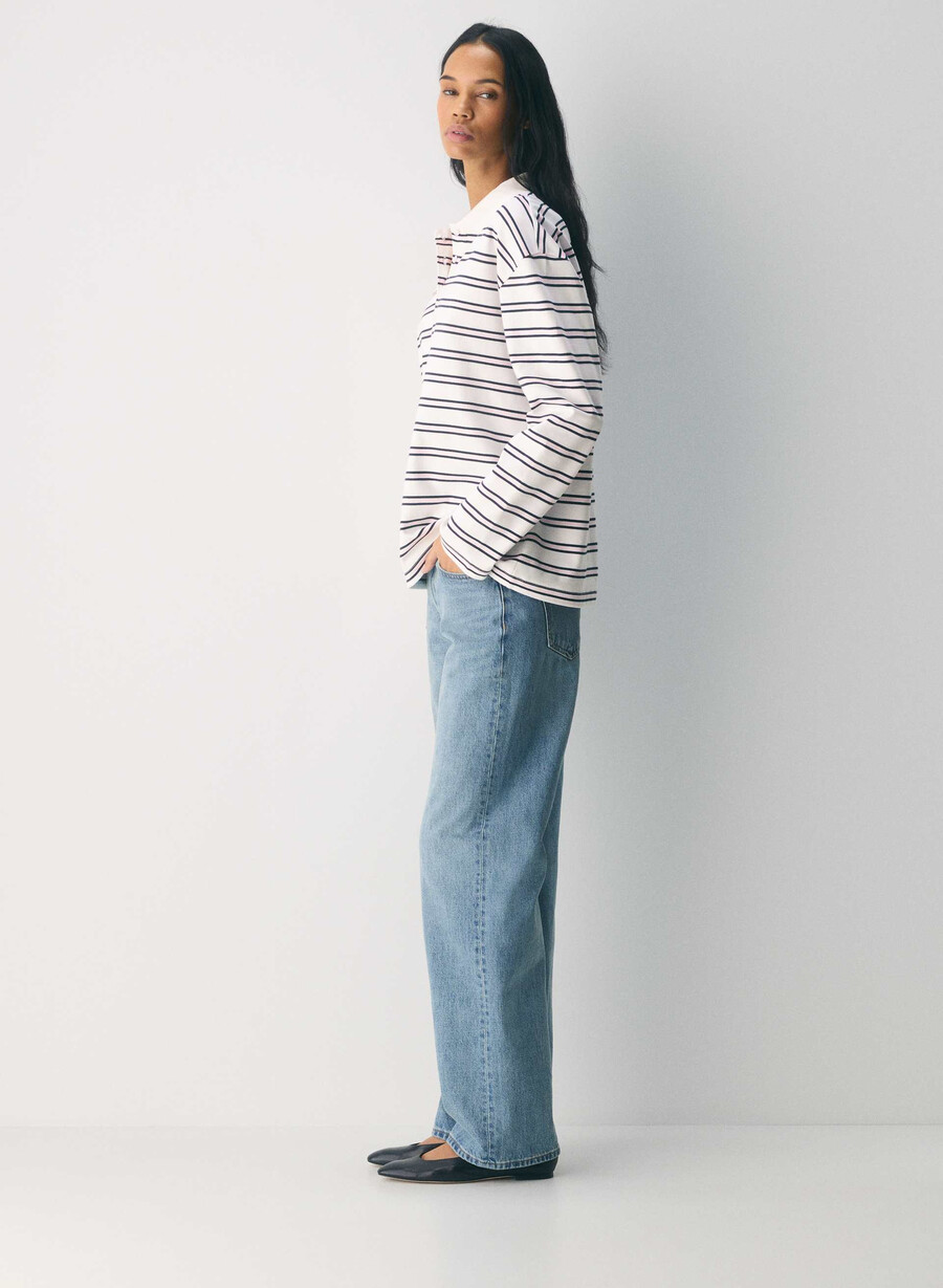 interlock cotton eton longsleeve white villa pink