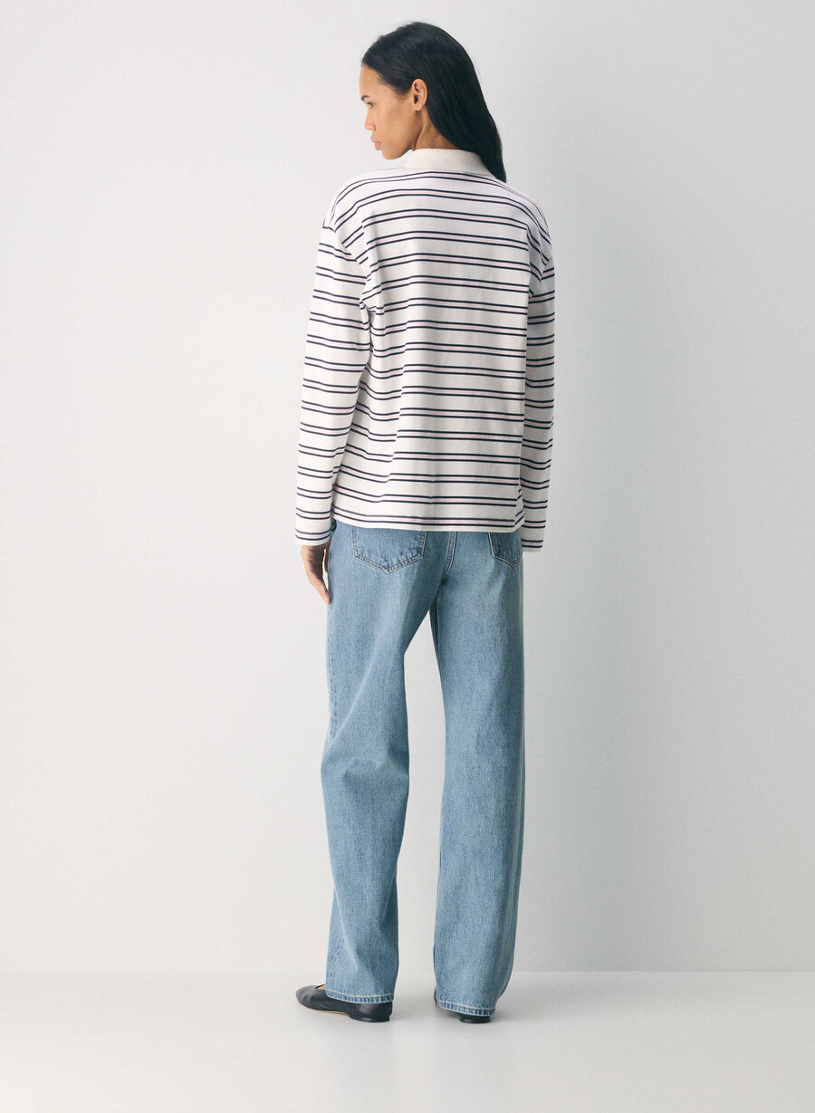 interlock cotton eton longsleeve white villa pink