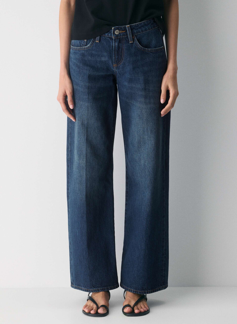 denim forum the 90s super lo-rise baggy jean be about dark bleu