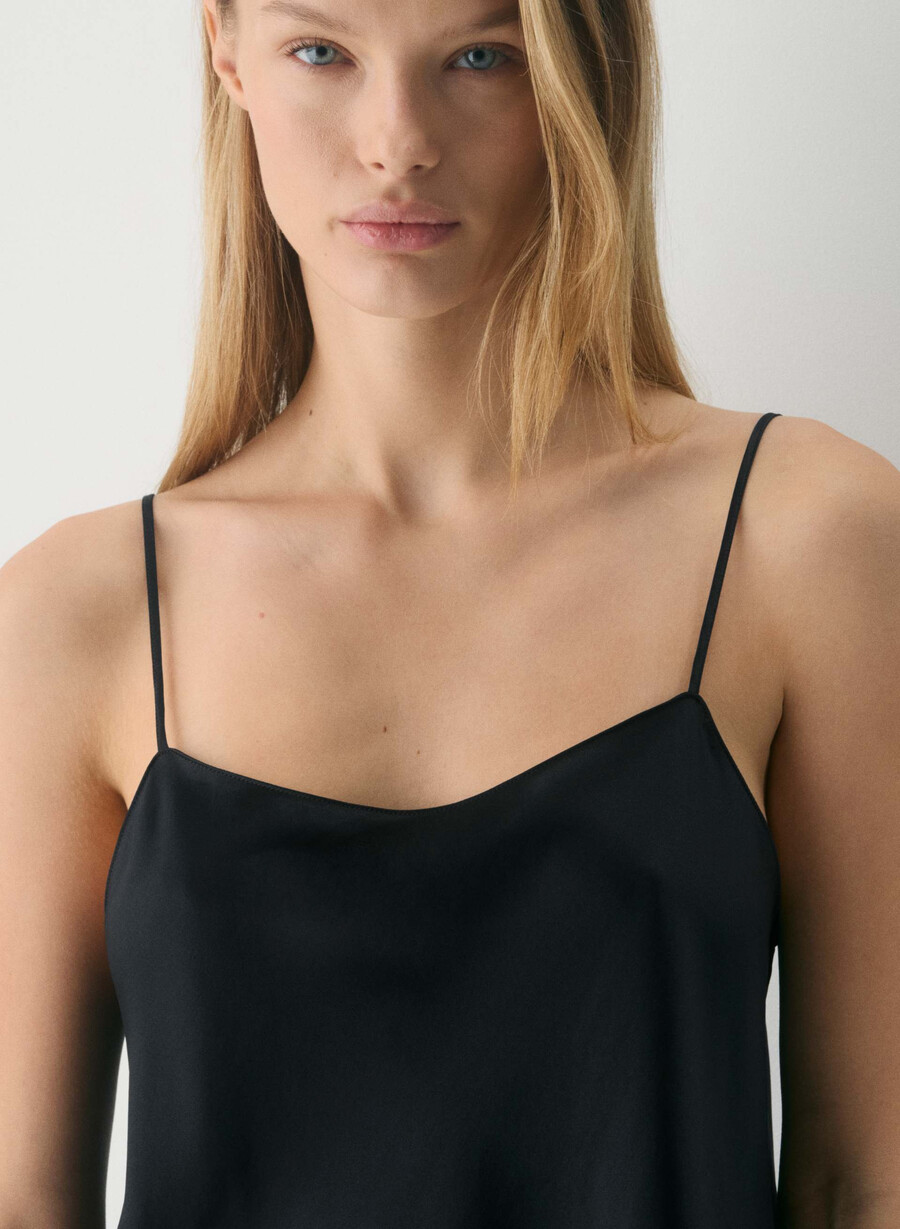 nightside silk pajama camisole black