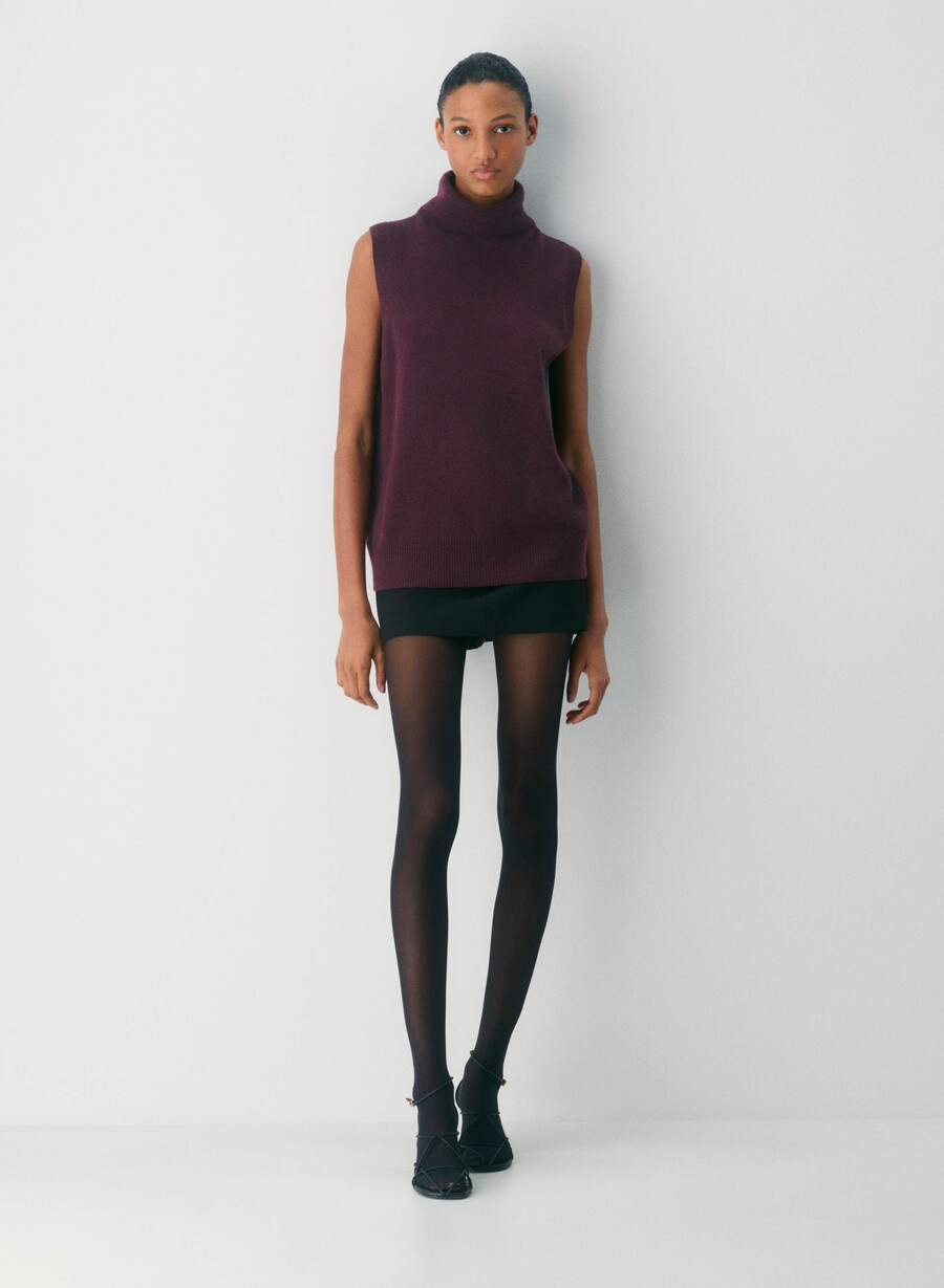 feather cashmere relaxed turtleneck tank whisper white