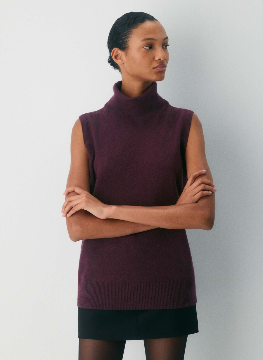 feather cashmere relaxed turtleneck tank whisper white