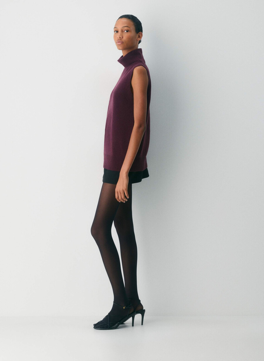 feather cashmere relaxed turtleneck tank whisper white