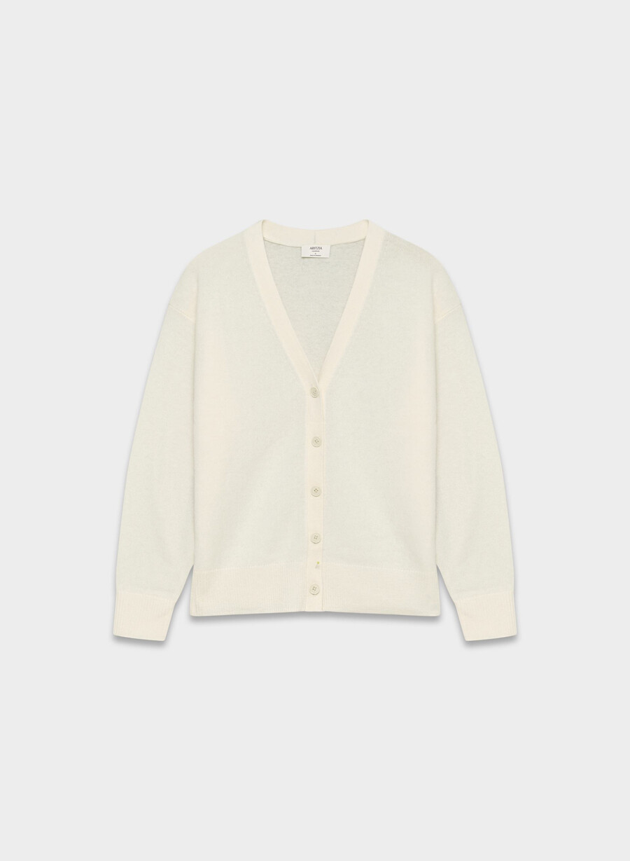 feather cashmere relaxed v-neck cardigan whisper white