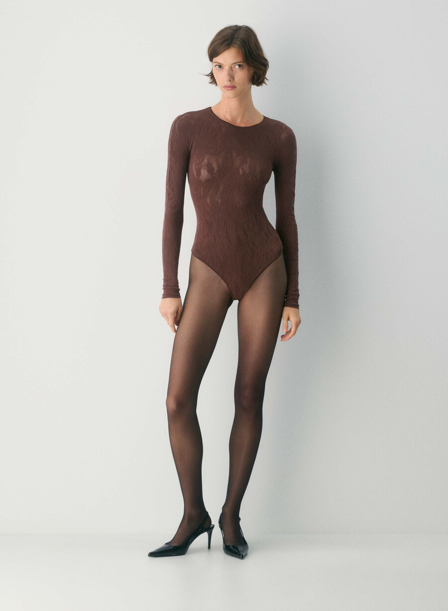 flora seamless mambo bodysuit cocoa powder brown