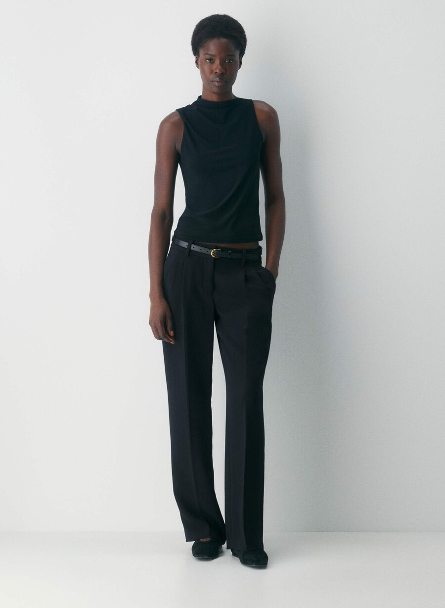 the effortless pant curve-fit lo-rise - crepette black