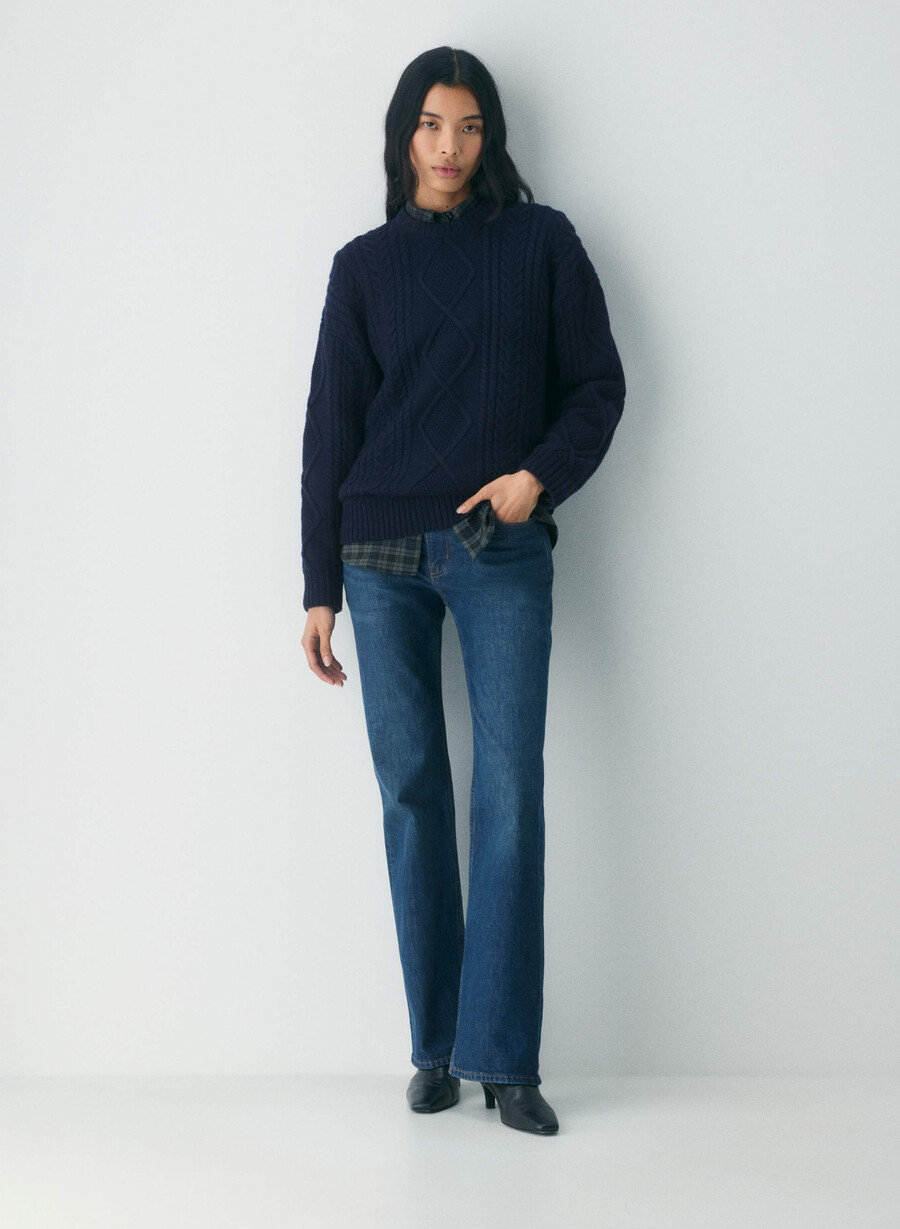 heritage knit merino wool crew sweater admiral
